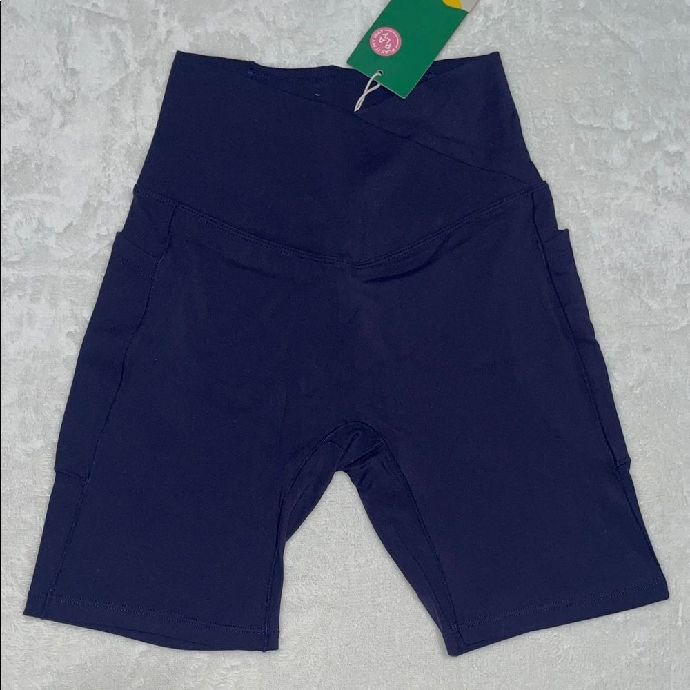 Halara High-Waist Navy Blue Women’s Crossover Biker Shorts